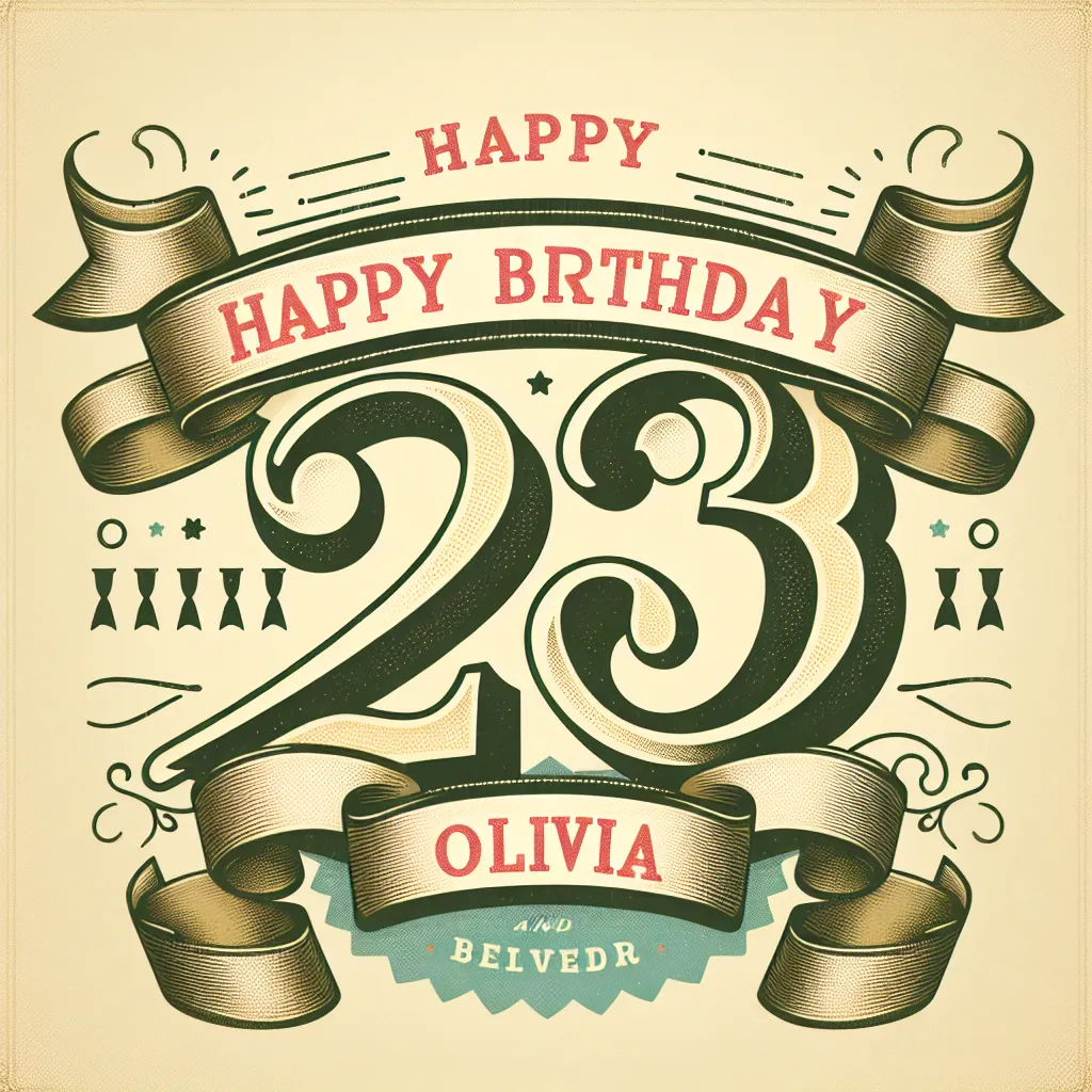 Happy 33rd Birthday Olivia with Ribbon Vintage Nostalgic Style