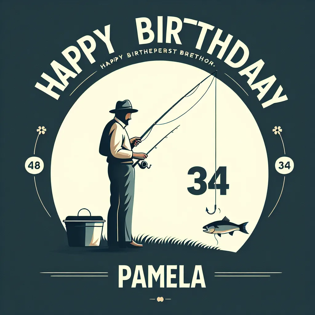 Happy 34th Birthday Pamela with Fisherman Modern Minimalist Style