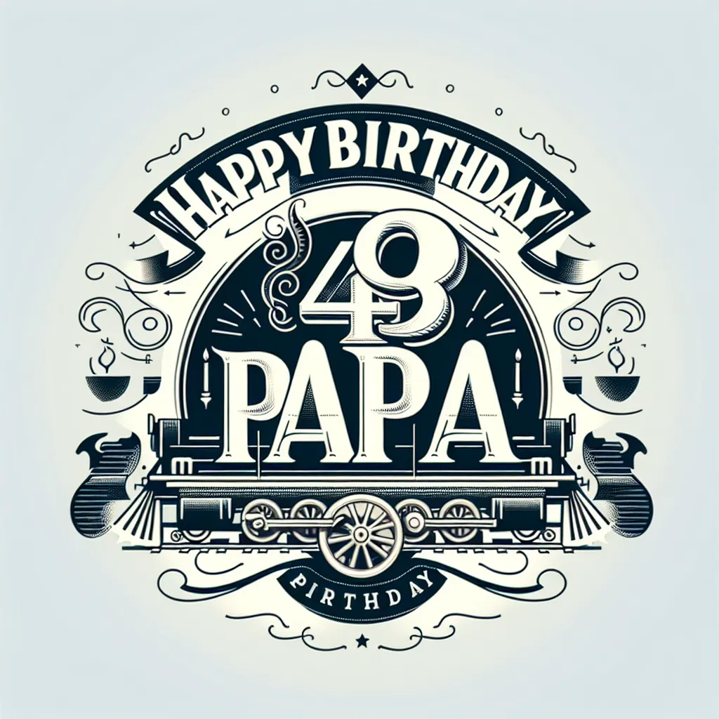 Happy 48th Birthday Papa with Train Elegant Classic Style