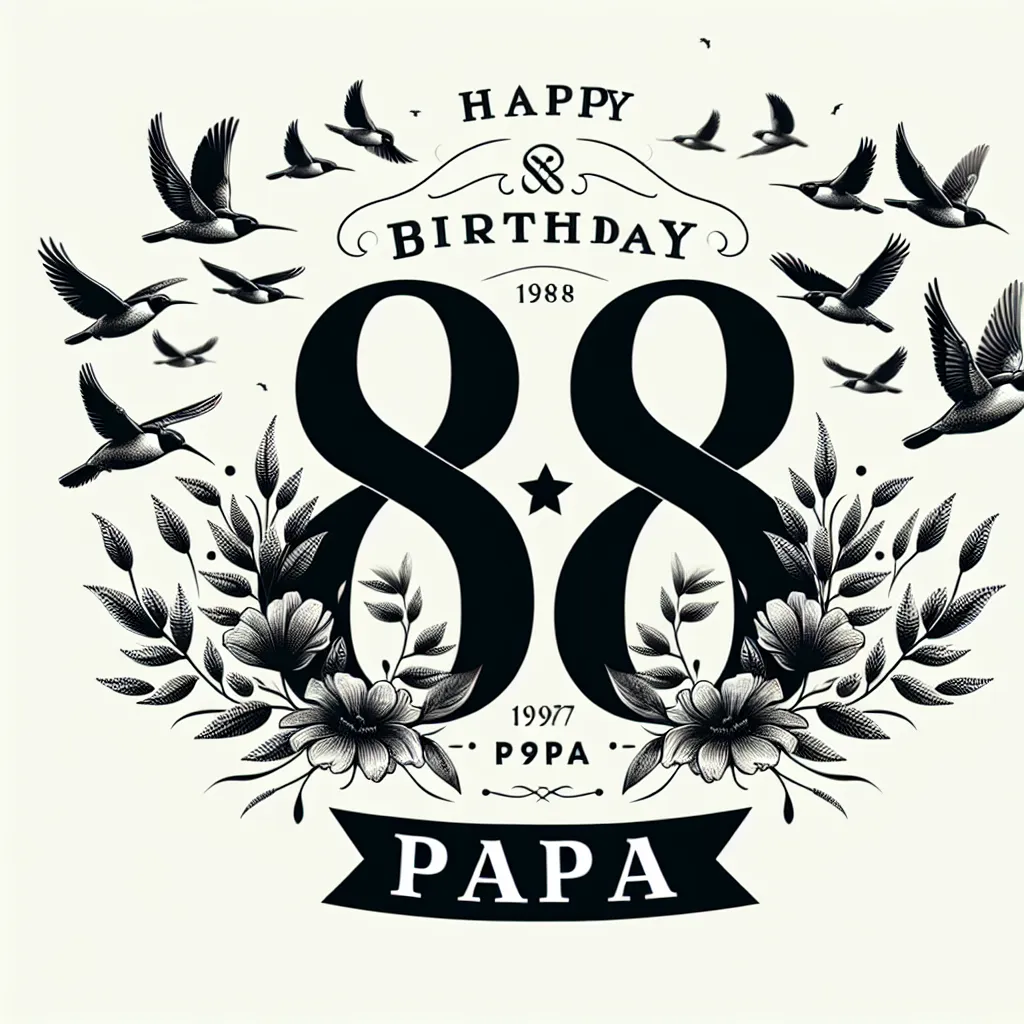 Happy 88th Birthday Papa with Birds Elegant Classic Style