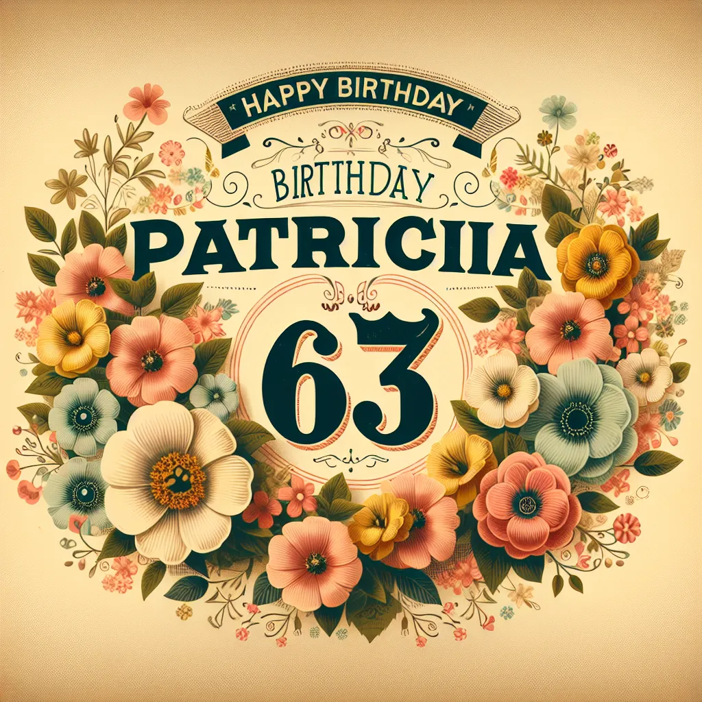 Happy 63rd Birthday Patricia with Flowers Vintage Nostalgic Style