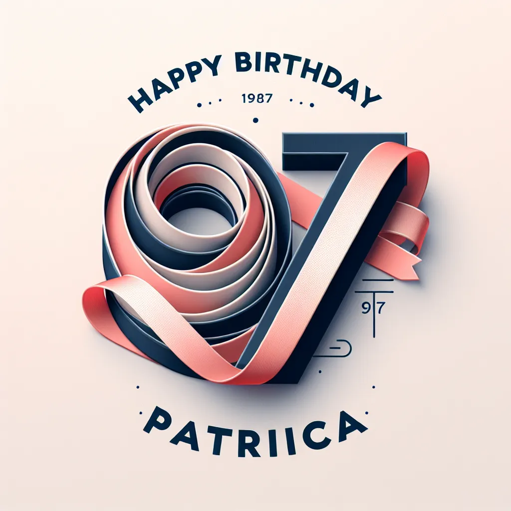 Happy 97th Birthday Patricia with Ribbon Modern Minimalist Style