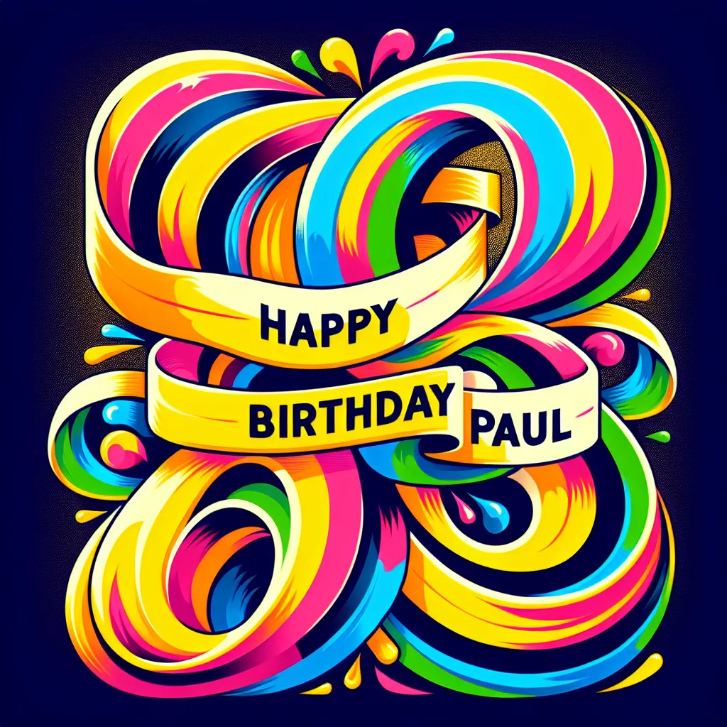 Happy 80th Birthday Paul with Ribbon Pop Art Style