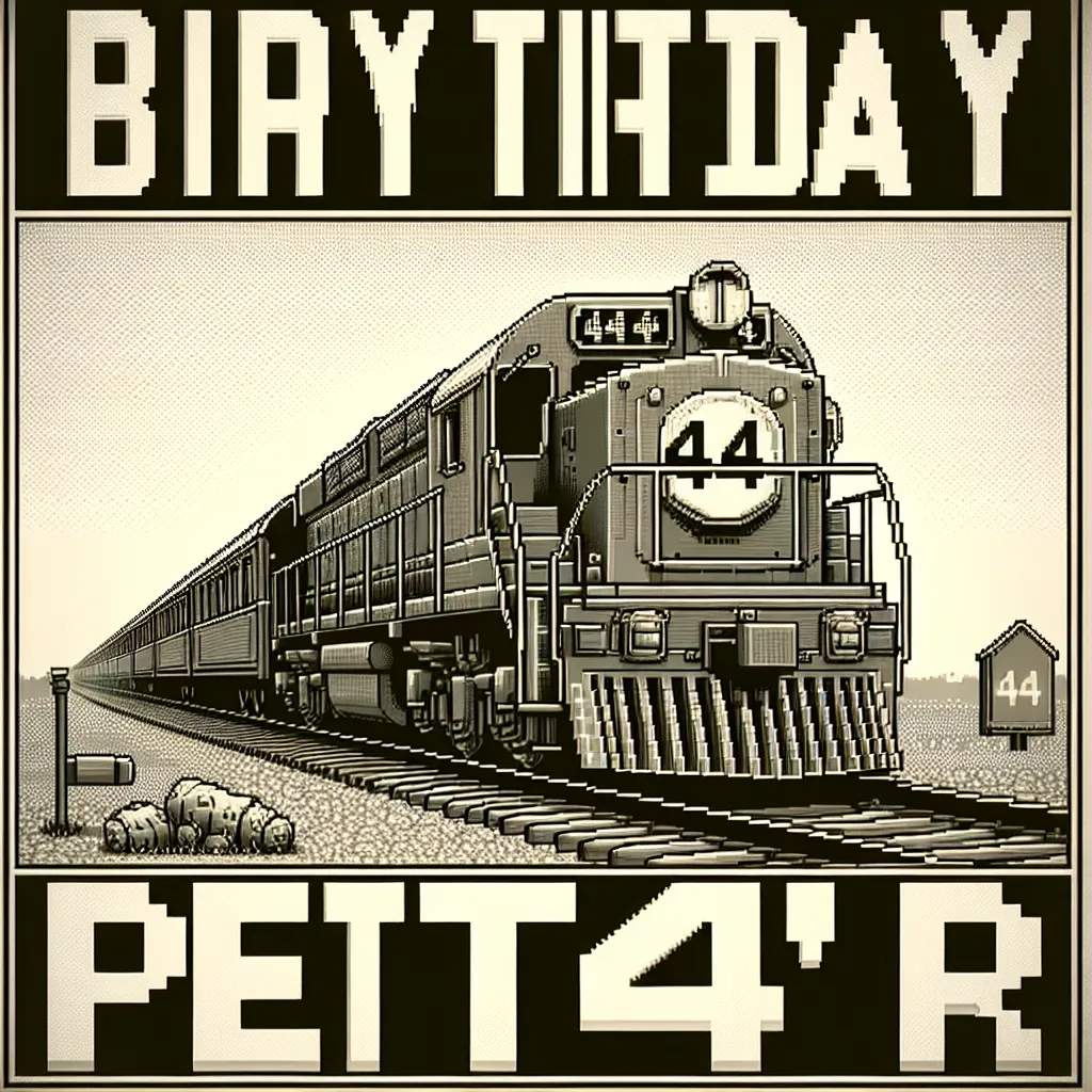 Happy 44th Birthday Peter with Train Humorous Funny Style
