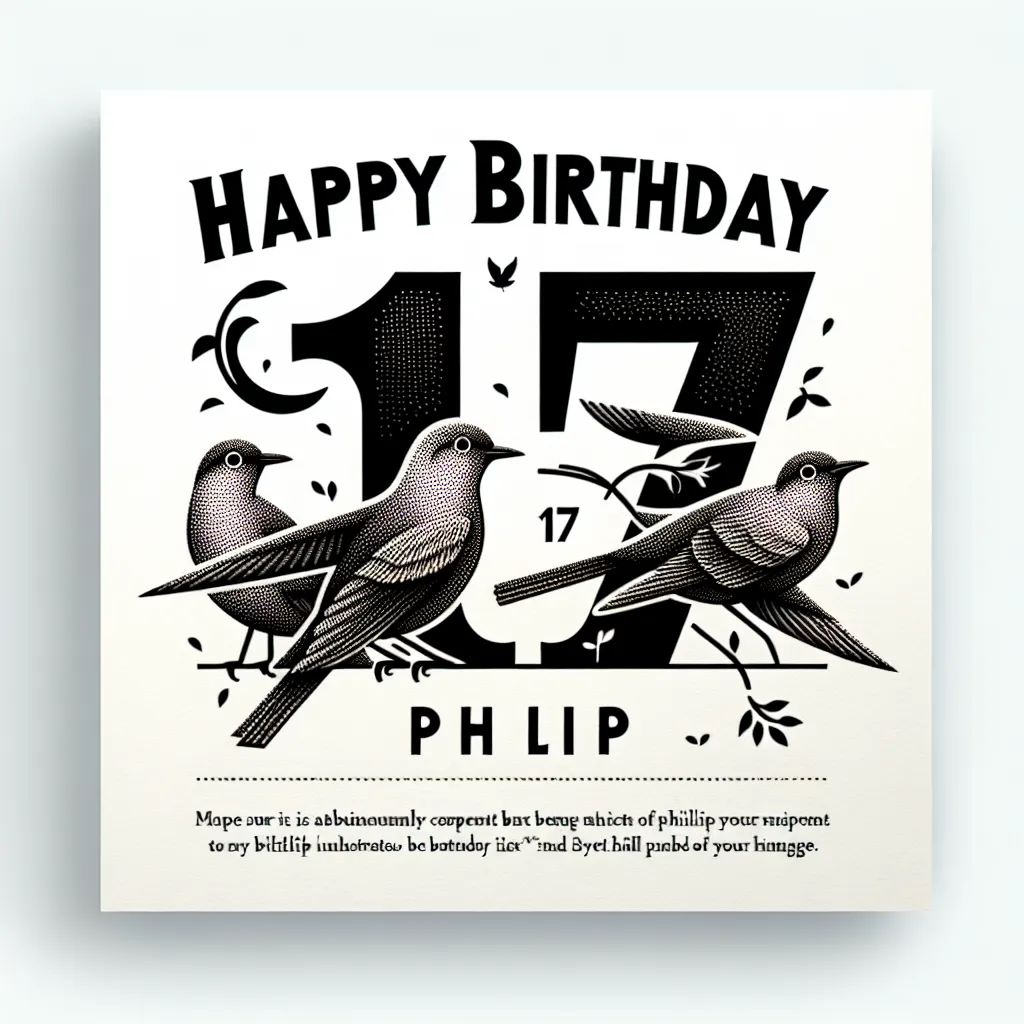 Happy 17th Birthday Philip with Birds Modern Minimalist Style