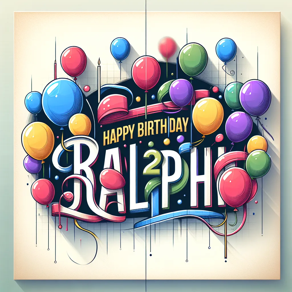 Happy 27th Birthday Ralph with Balloon Illustration Cartoon Style