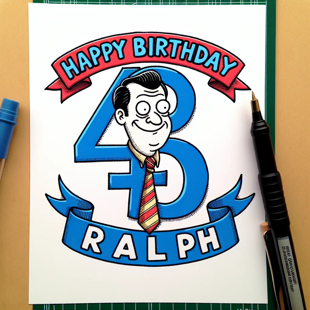 Happy 43rd Birthday Ralph with Ribbon Humorous Funny Style