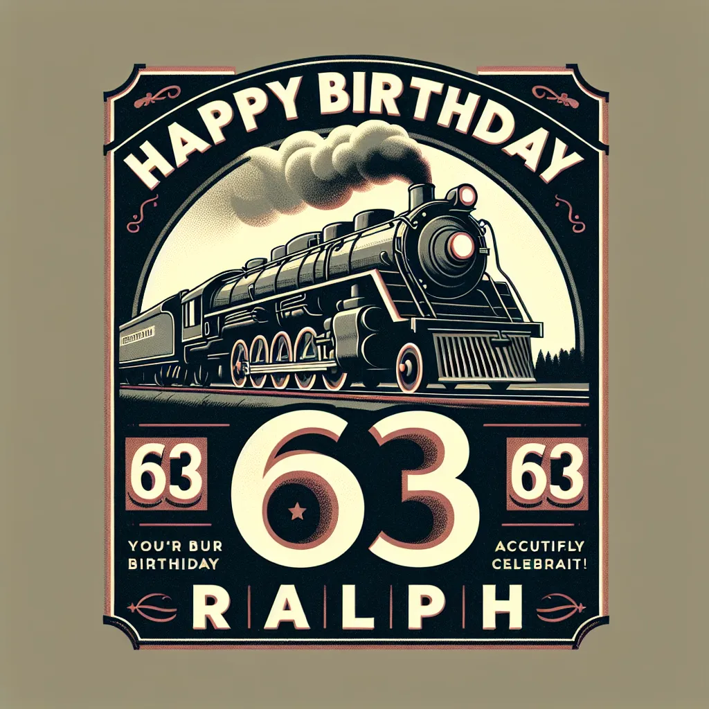 Happy 63rd Birthday Ralph with Train Vintage Nostalgic Style