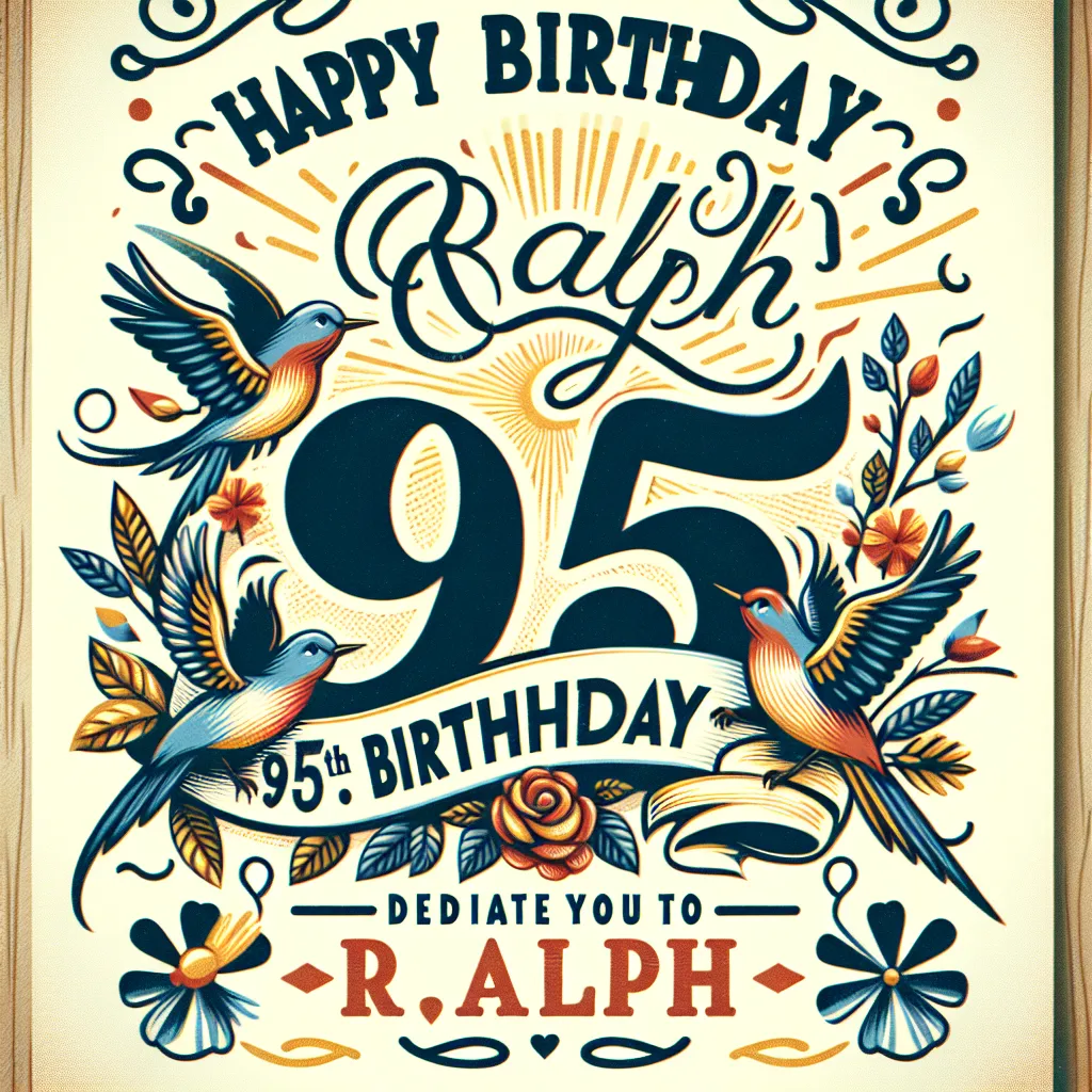 Happy 95th Birthday Ralph with Birds Vintage Nostalgic Style