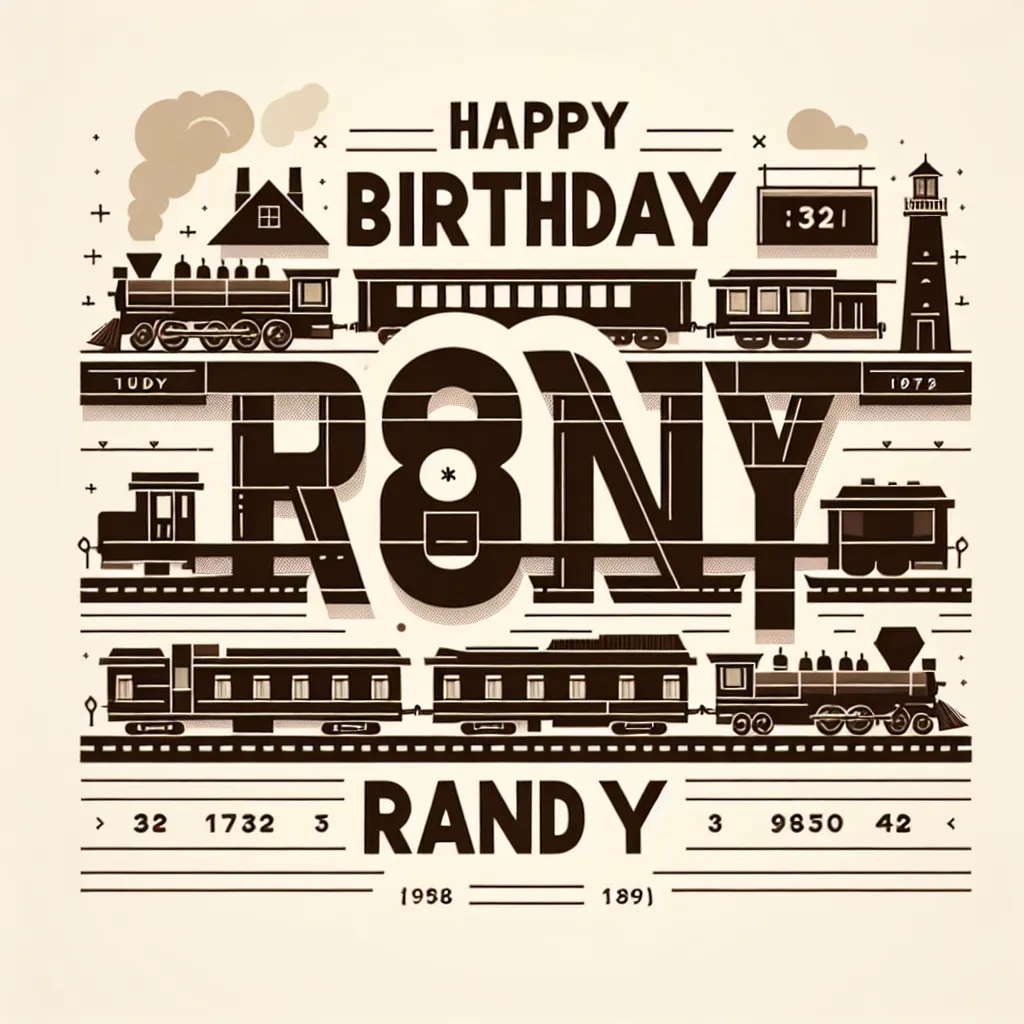 Happy 38th Birthday Randy with Train Modern Minimalist Style