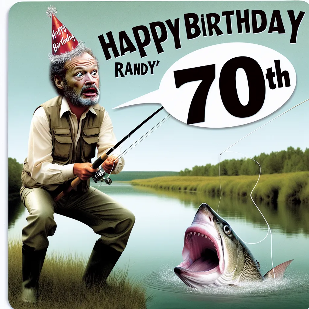 Happy 70th Birthday Randy with Fisherman Humorous Funny Style