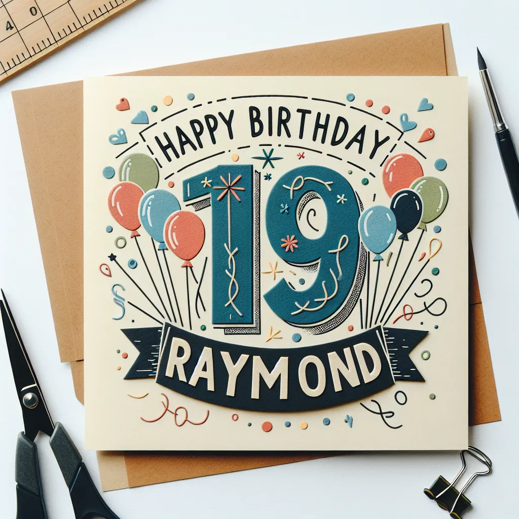 Happy 19th Birthday Raymond with Balloon Handcrafted DIY Style