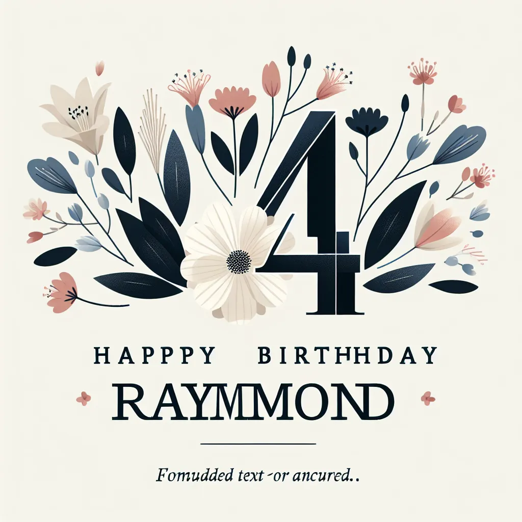 Happy 41st Birthday Raymond with Flowers Modern Minimalist Style