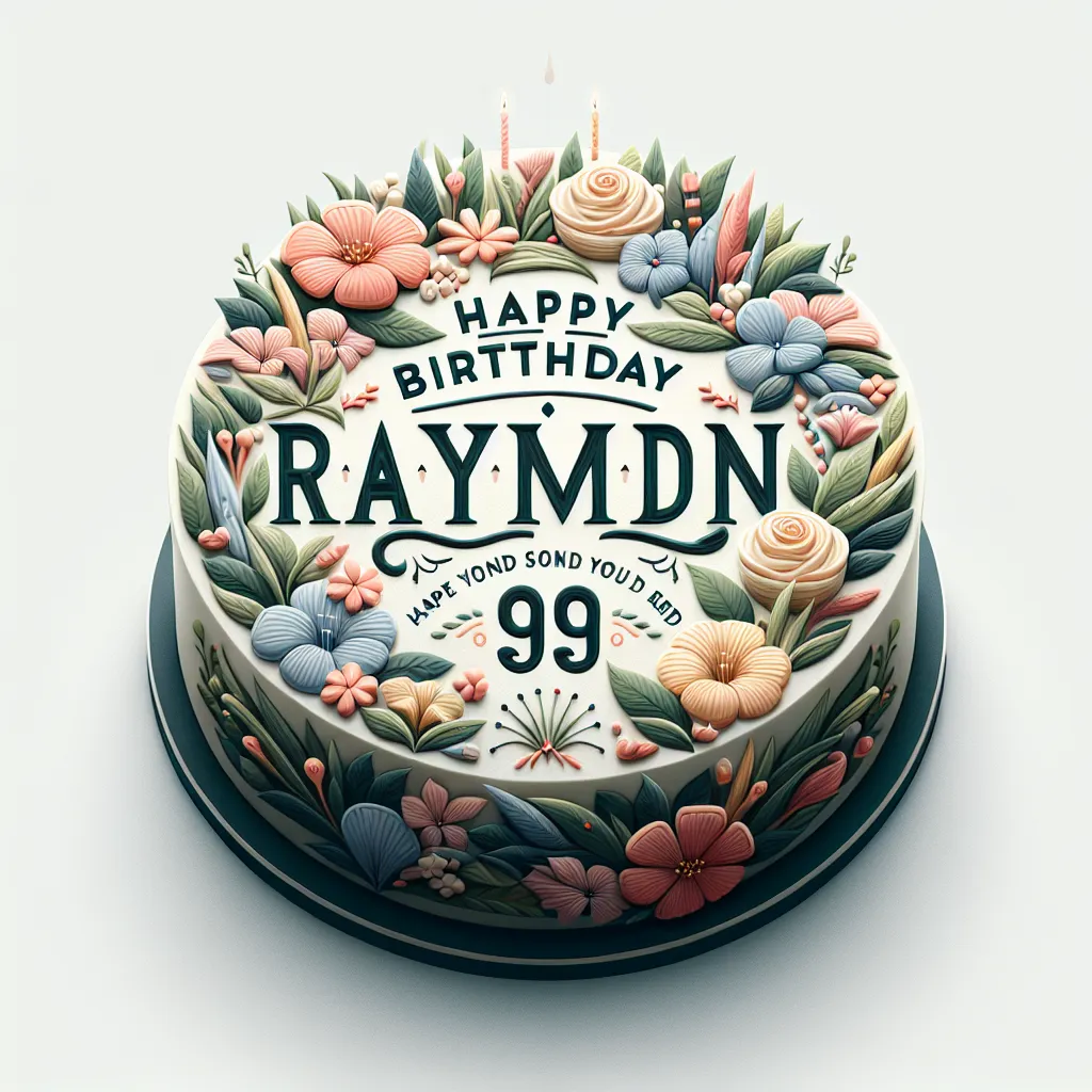 Happy 99th Birthday Raymond with Cake Nature Floral Style