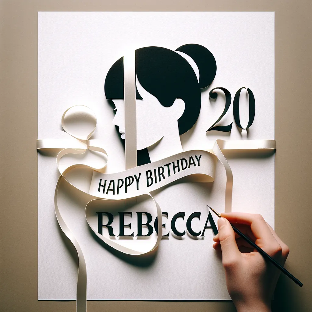 Happy 20th Birthday Rebecca with Ribbon Modern Minimalist Style