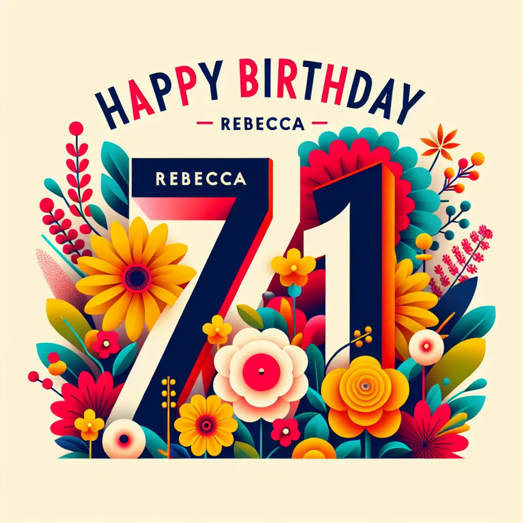 Happy 71st Birthday Rebecca with Flowers Pop Art Style