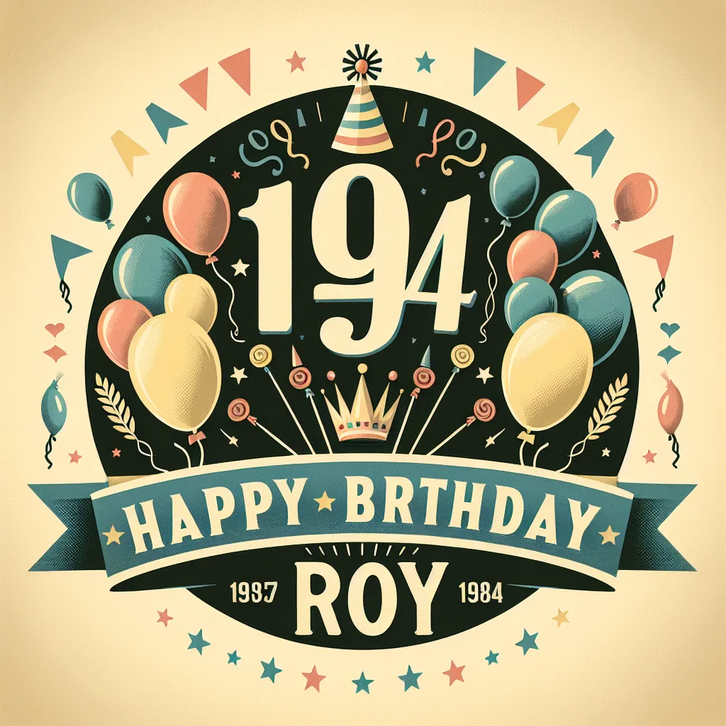 Happy 94th Birthday Roy with Balloon Vintage Nostalgic Style