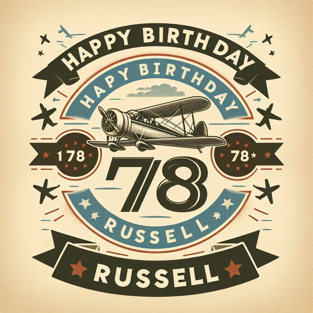 Happy 78th Birthday Russell with Airplanes Vintage Nostalgic Style