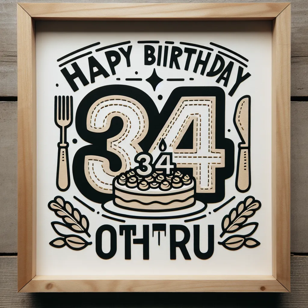Happy 34th Birthday Ruth with Cake Handcrafted DIY Style