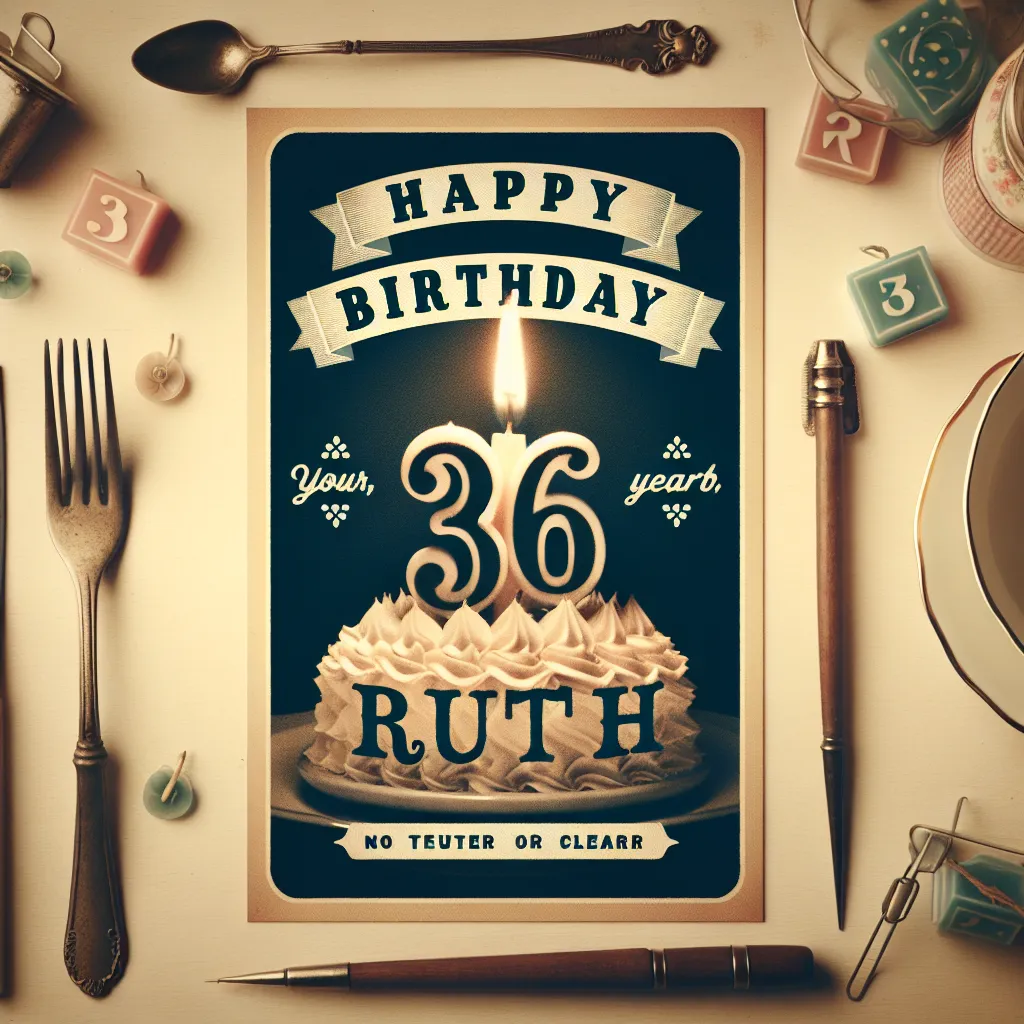 Happy 36th Birthday Ruth with Candle Vintage Nostalgic Style