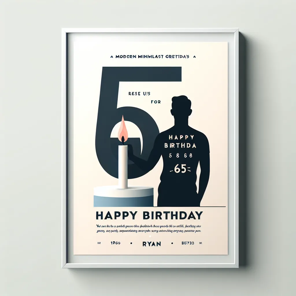 Happy 65th Birthday Ryan with Candle Modern Minimalist Style