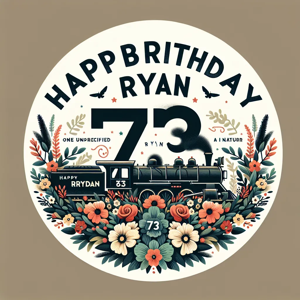 Happy 73rd Birthday Ryan with Train Nature Floral Style