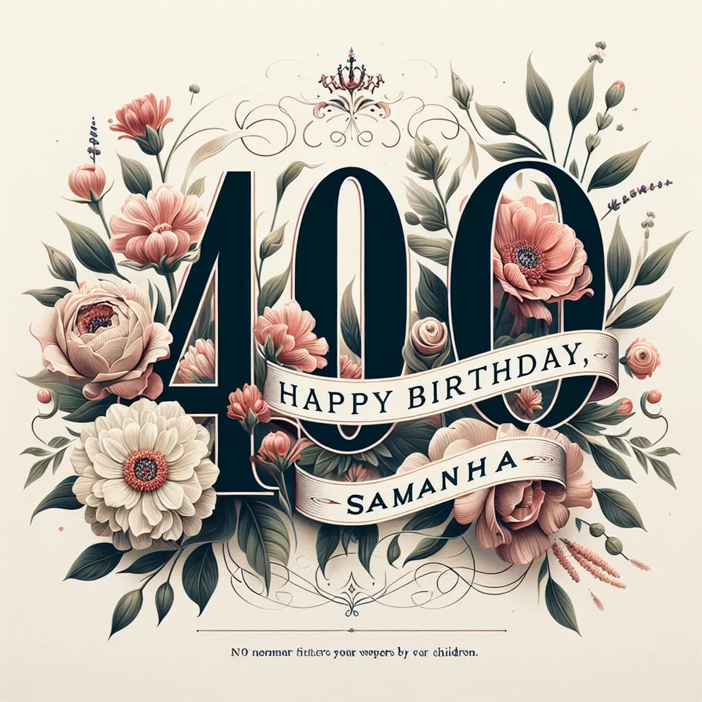 Happy 40th Birthday Samantha with Flowers Elegant Classic Style
