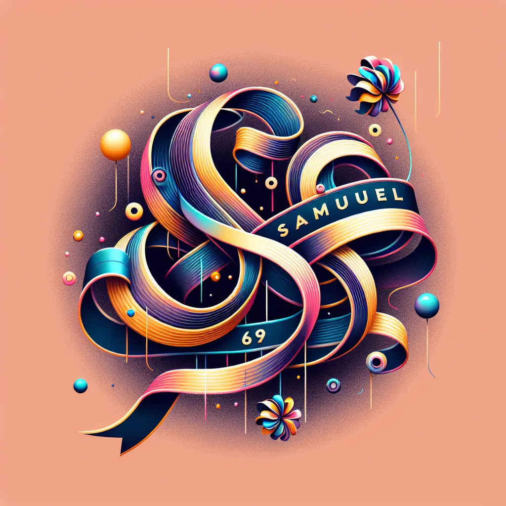 Happy 69th Birthday Samuel with Ribbon Abstract Art Style