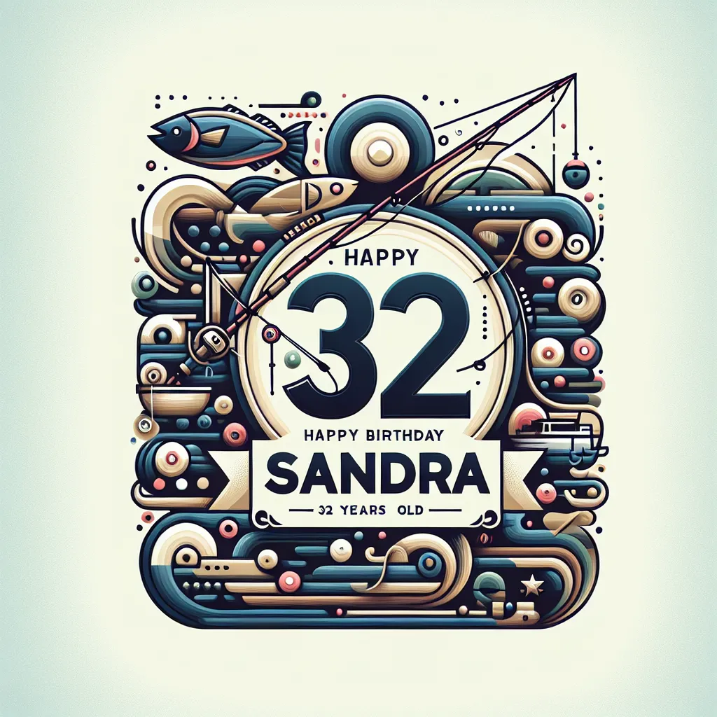 Happy 32nd Birthday Sandra with Fisherman Abstract Art Style