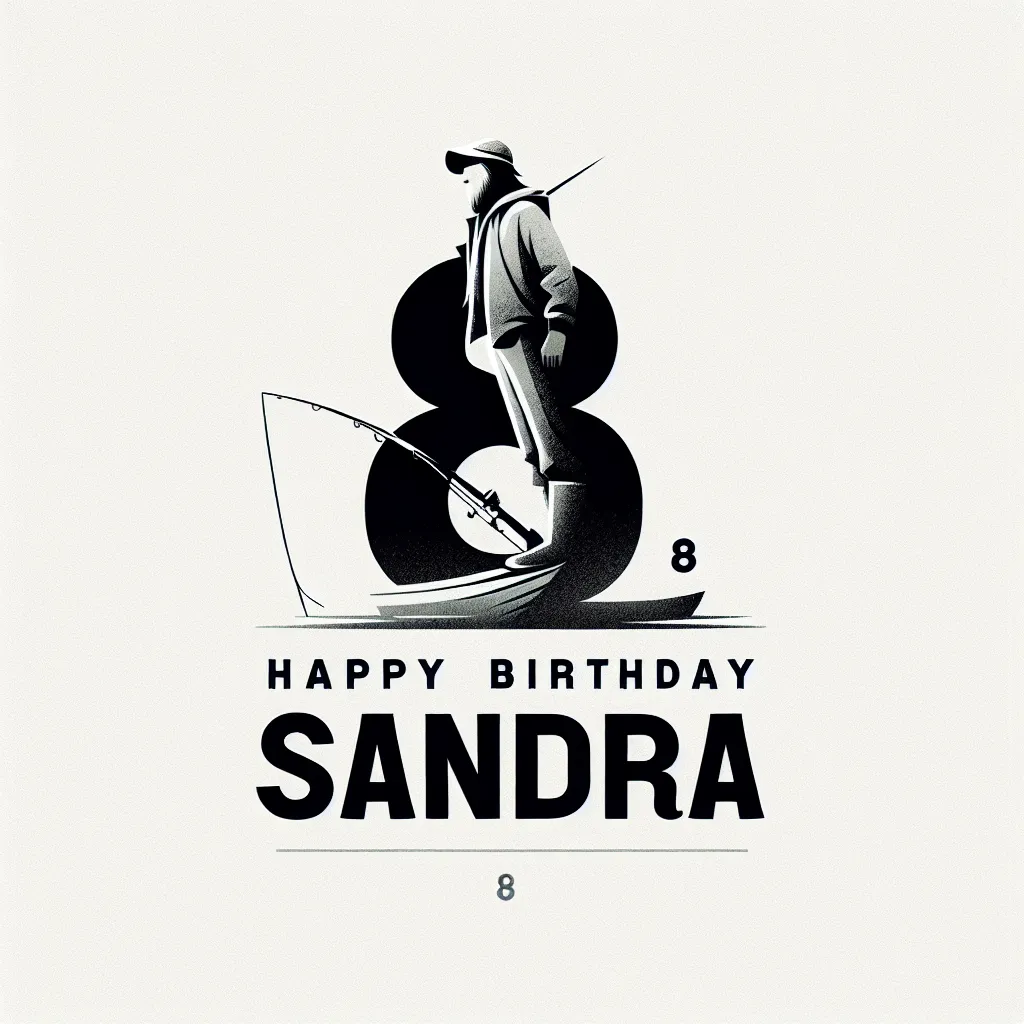 Happy 8th Birthday Sandra with Fisherman Modern Minimalist Style