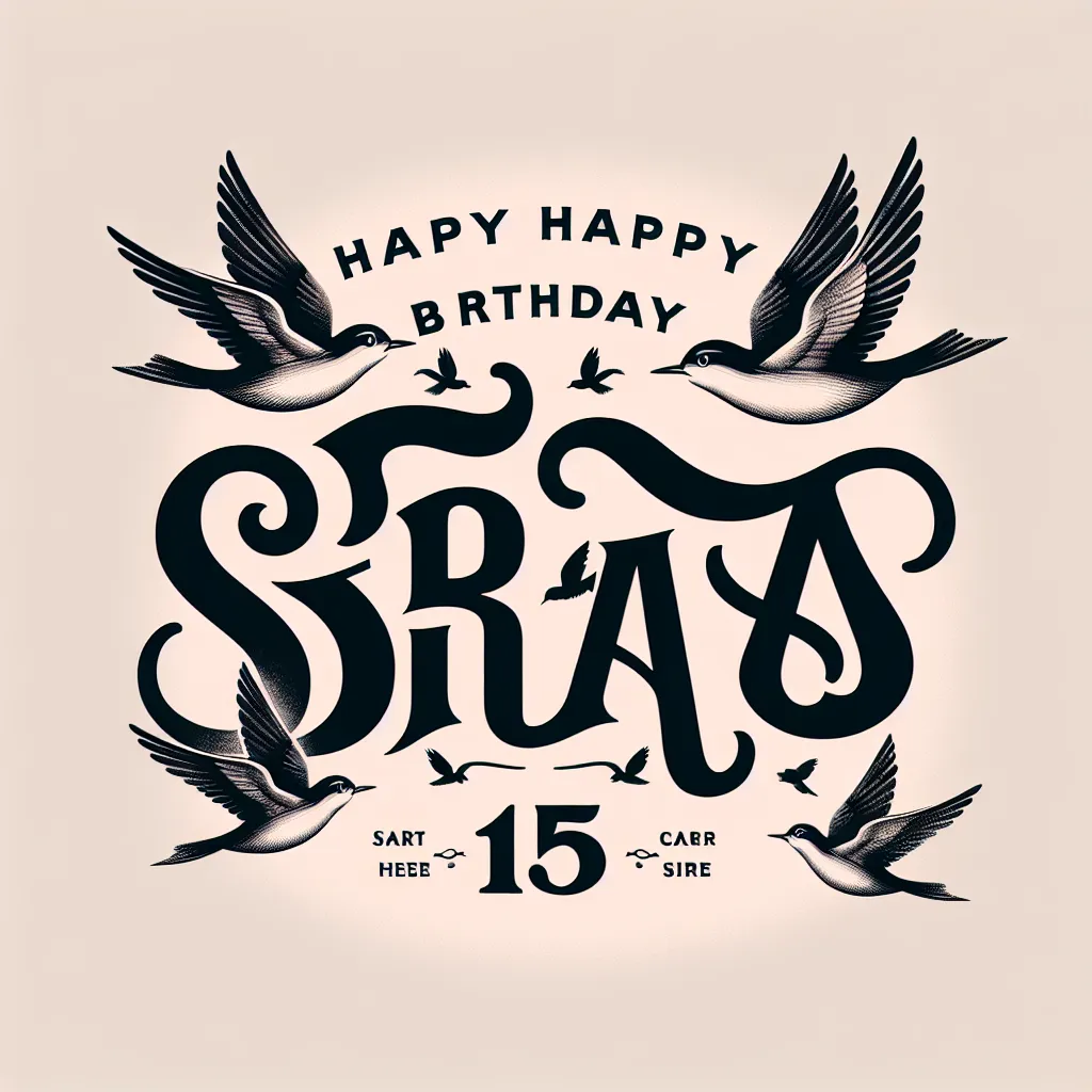 Happy 15th Birthday Sara with Birds Elegant Classic Style
