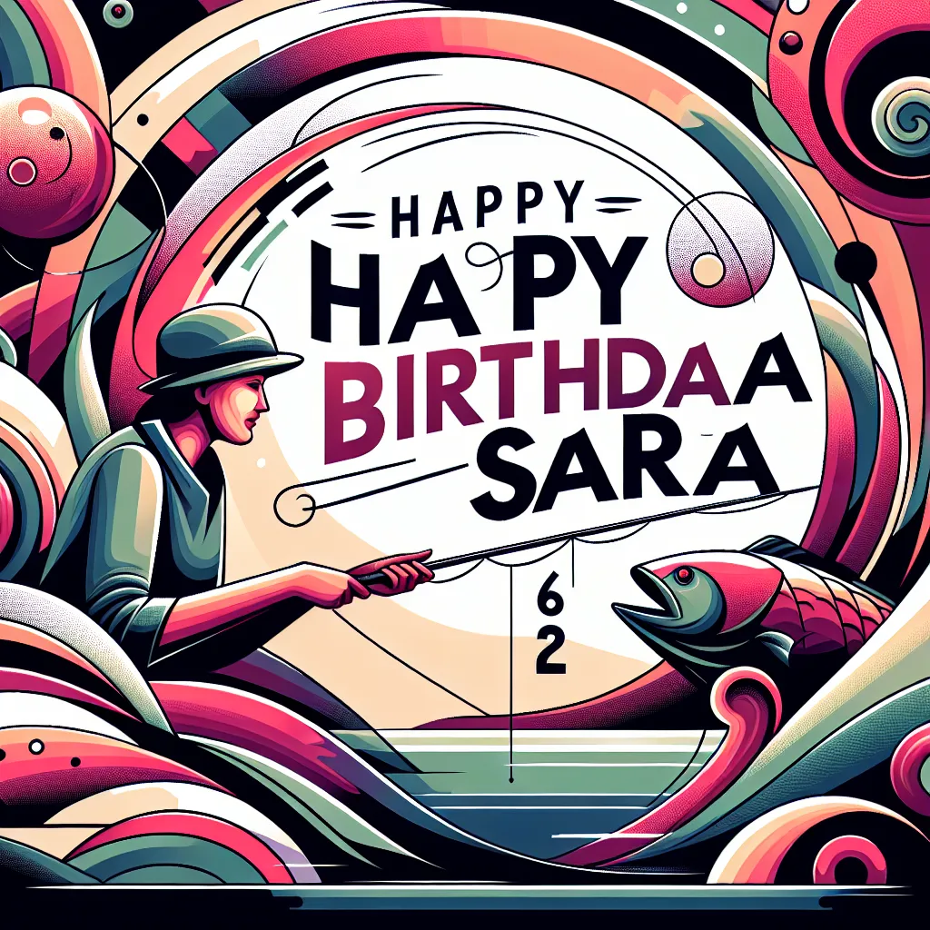 Happy 62nd Birthday Sara with Fisherman Abstract Art Style