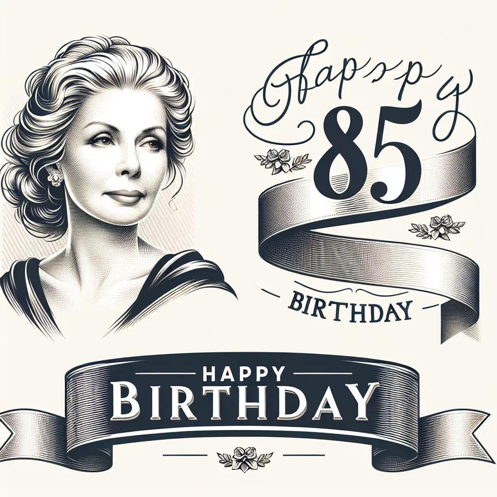 Happy 85th Birthday Sara with Ribbon Elegant Classic Style