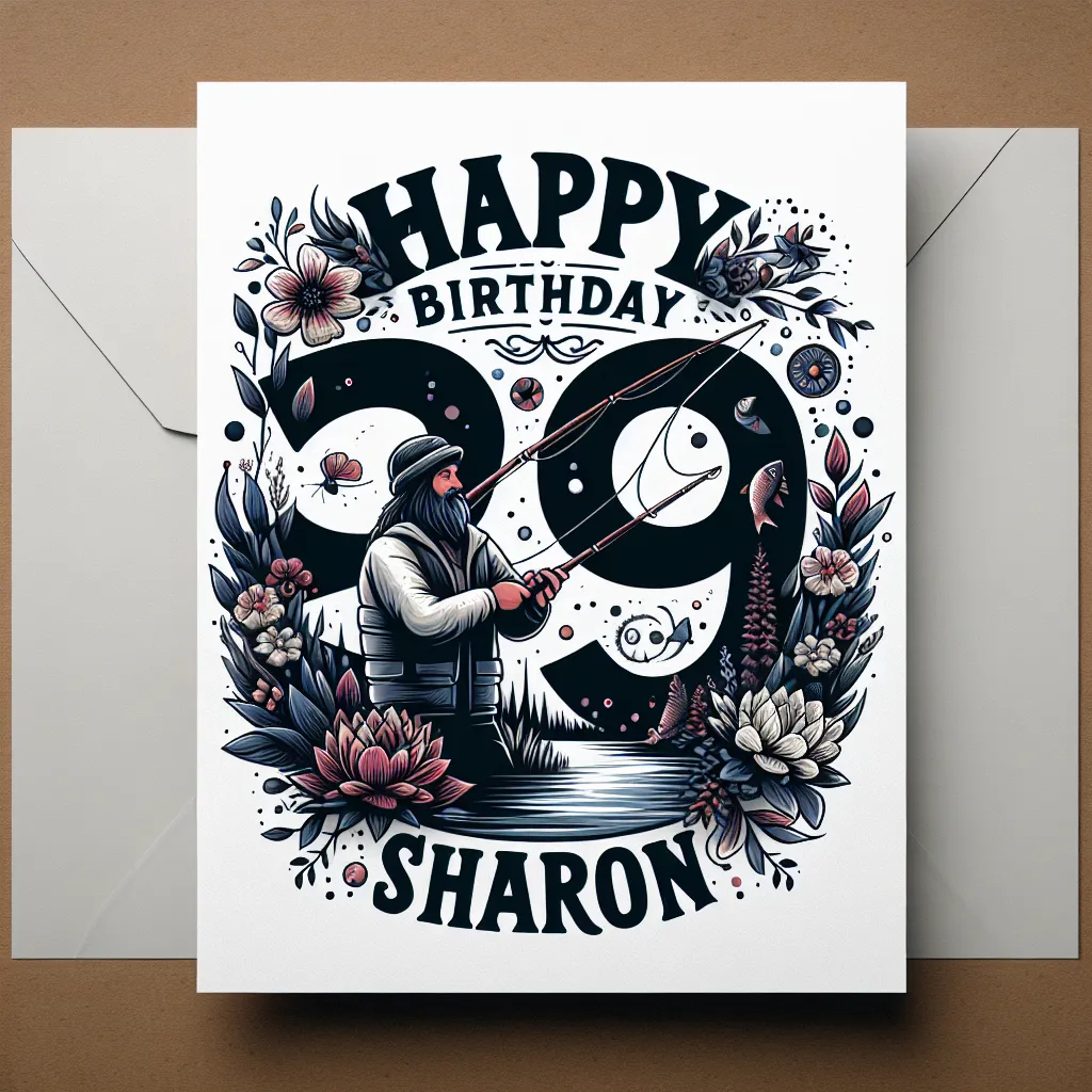 Happy 39th Birthday Sharon with Fisherman Nature Floral Style