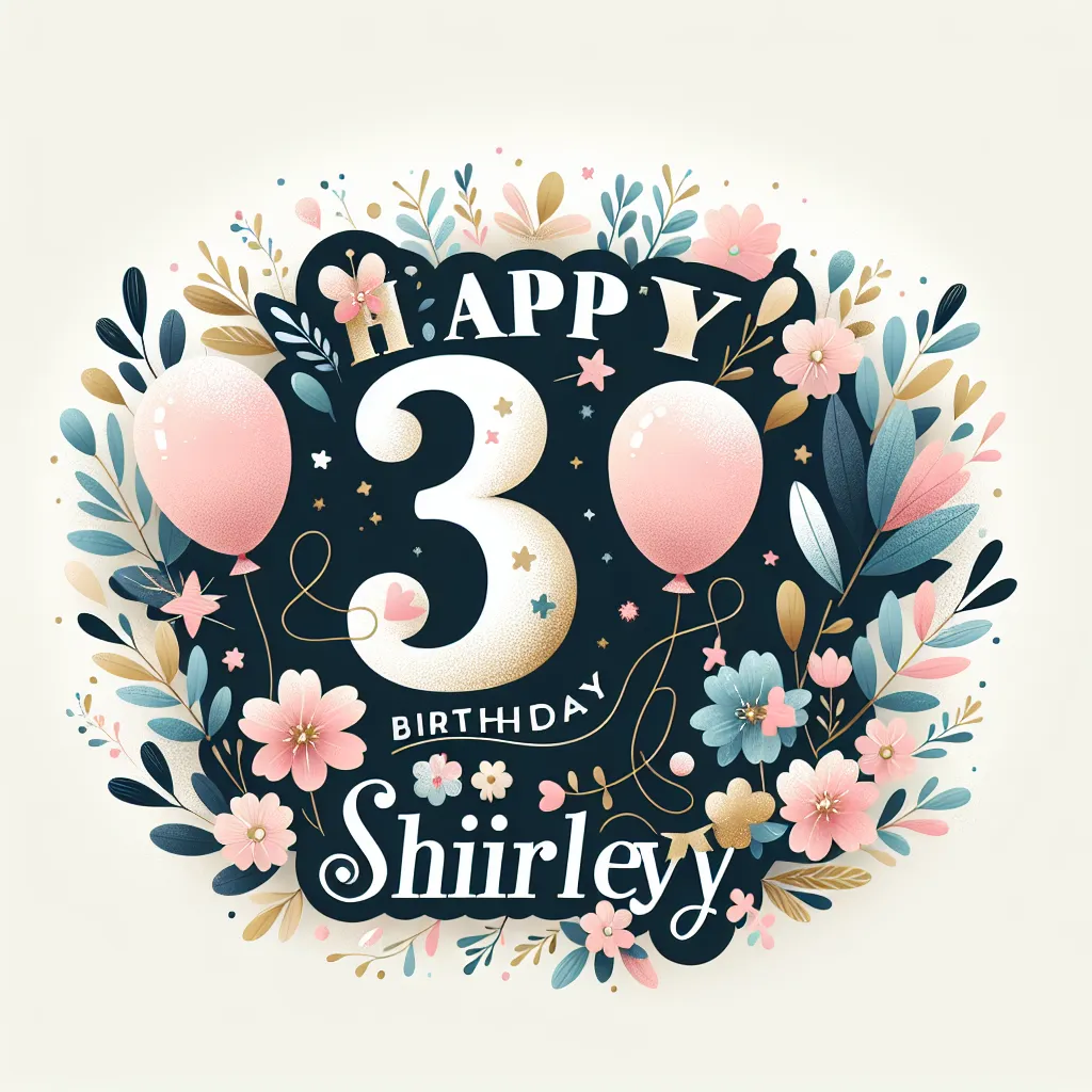 Happy 3rd Birthday Shirley with Balloon Nature Floral Style