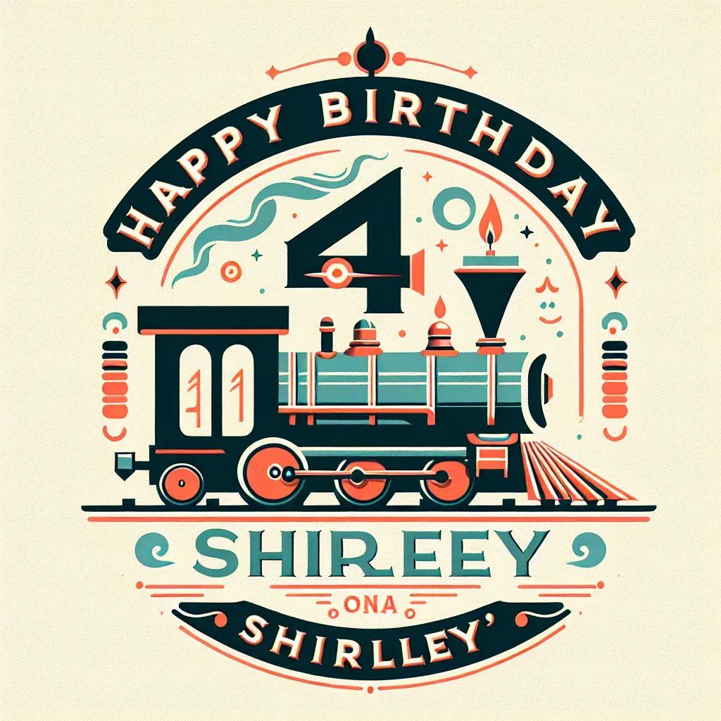Happy 4th Birthday Shirley with Train Elegant Classic Style