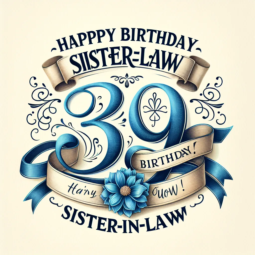 Happy 39th Birthday Sister-In-Law with Ribbon Watercolor Style