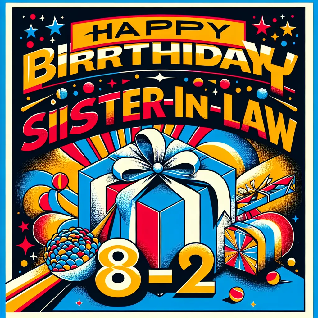 Happy 82nd Birthday Sister-In-Law with Gift Pop Art Style