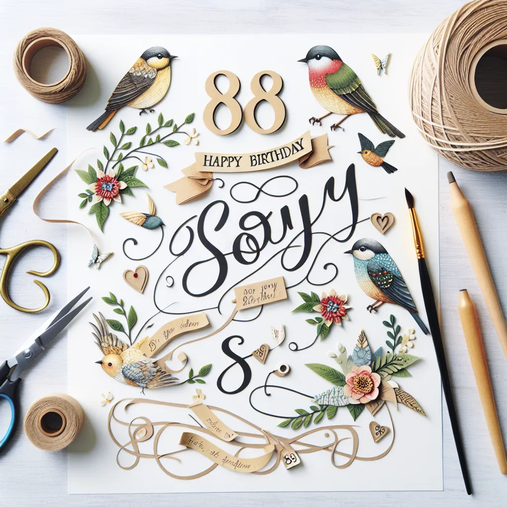 Happy 88th Birthday Son with Birds Handcrafted DIY Style