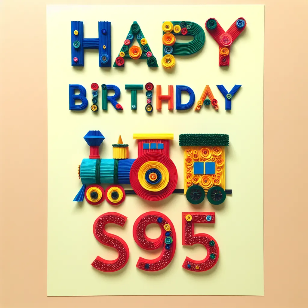 Happy 95th Birthday Son with Train Handcrafted DIY Style