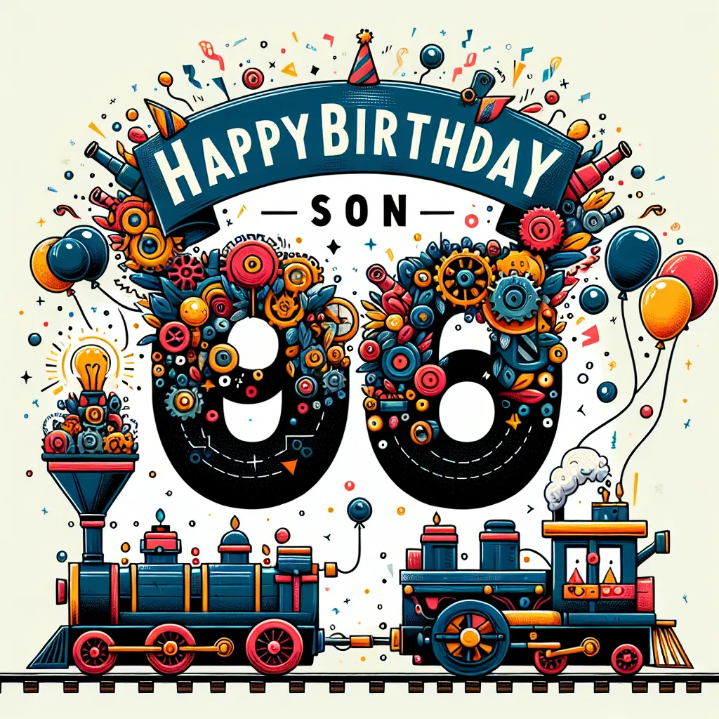 Happy 96th Birthday Son with Train Humorous Funny Style