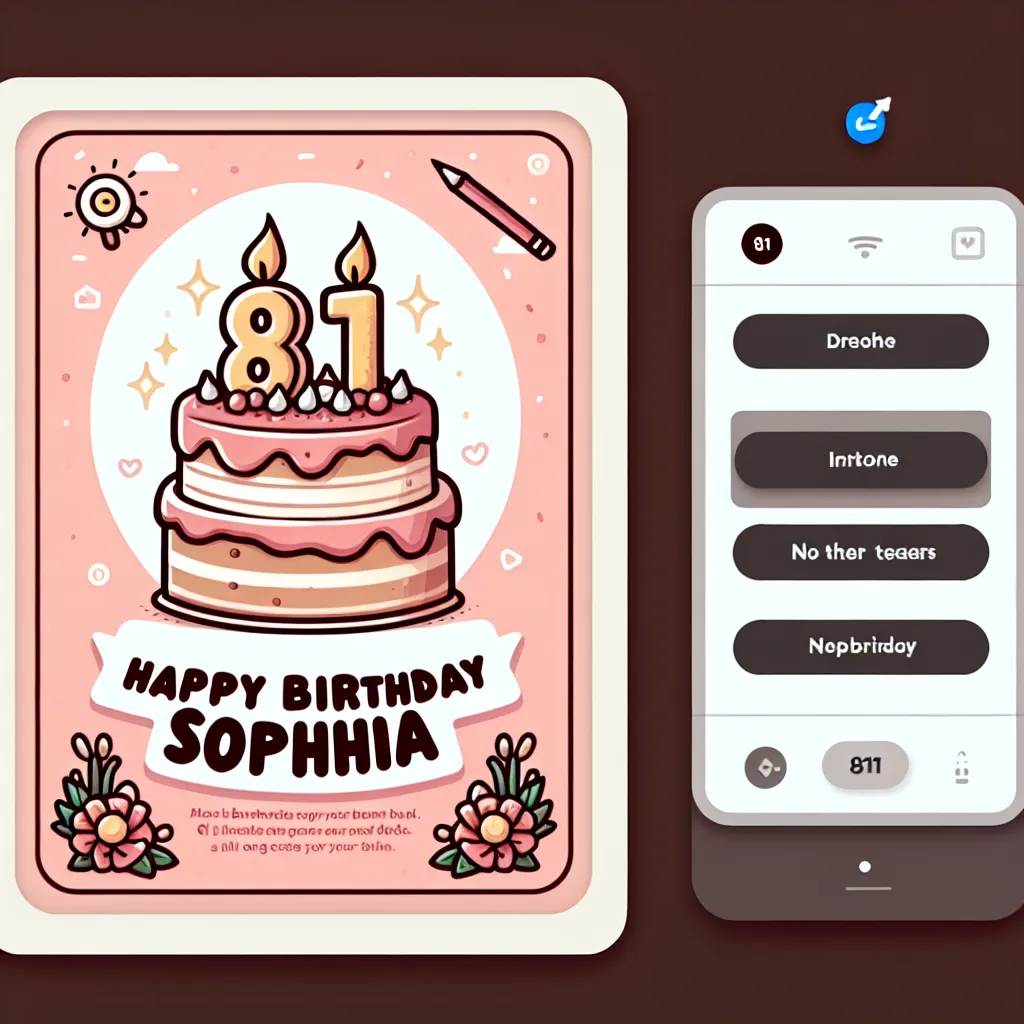 Happy 81st Birthday Sophia with Cake Illustration Cartoon Style