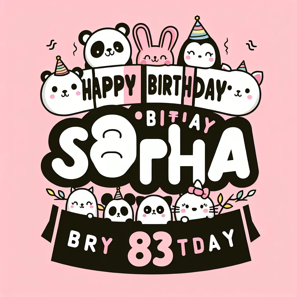 Happy 83rd Birthday Sophia with Cute Animals Pop Art Style