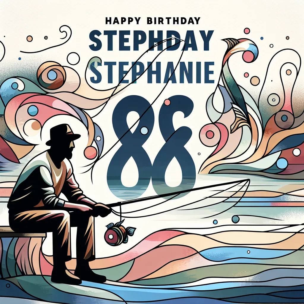 Happy 86th Birthday Stephanie with Fisherman Abstract Art Style