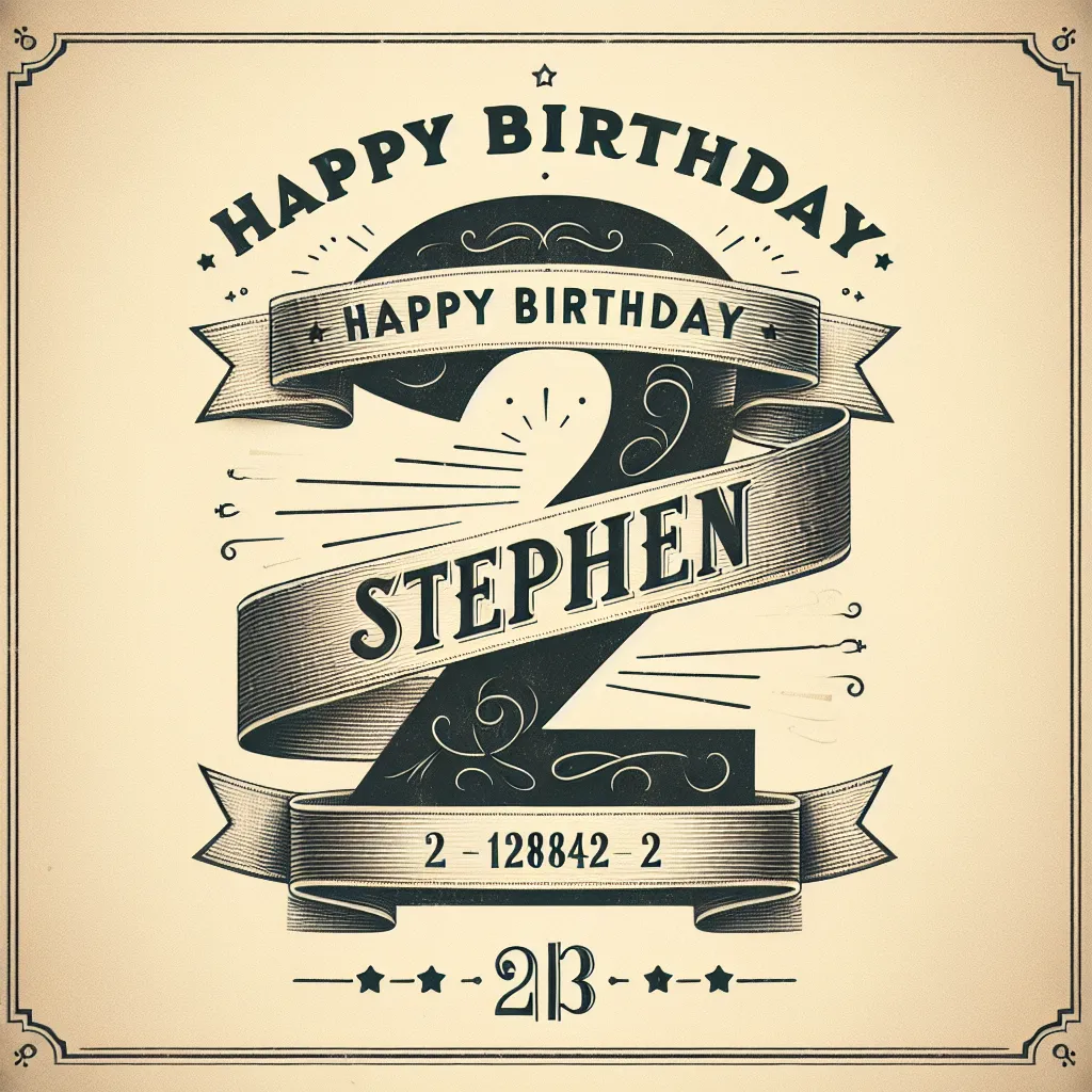 Happy 2nd Birthday Stephen with Ribbon Vintage Nostalgic Style