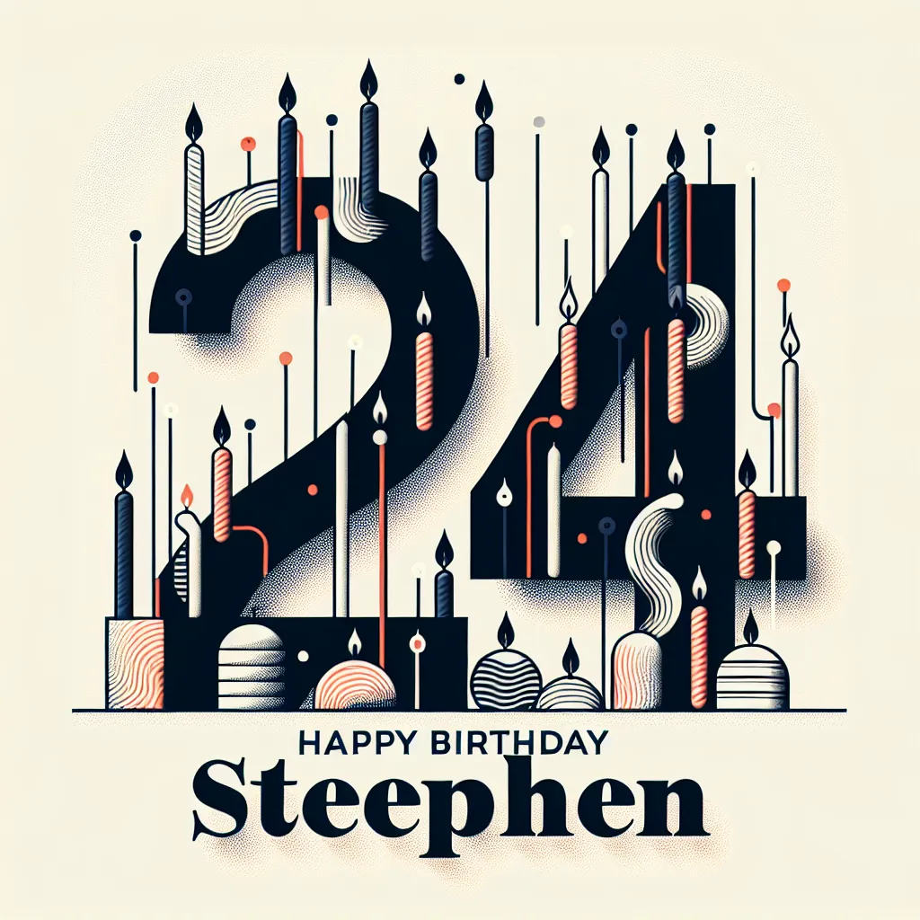 Happy 24th Birthday Stephen with Candle Abstract Art Style
