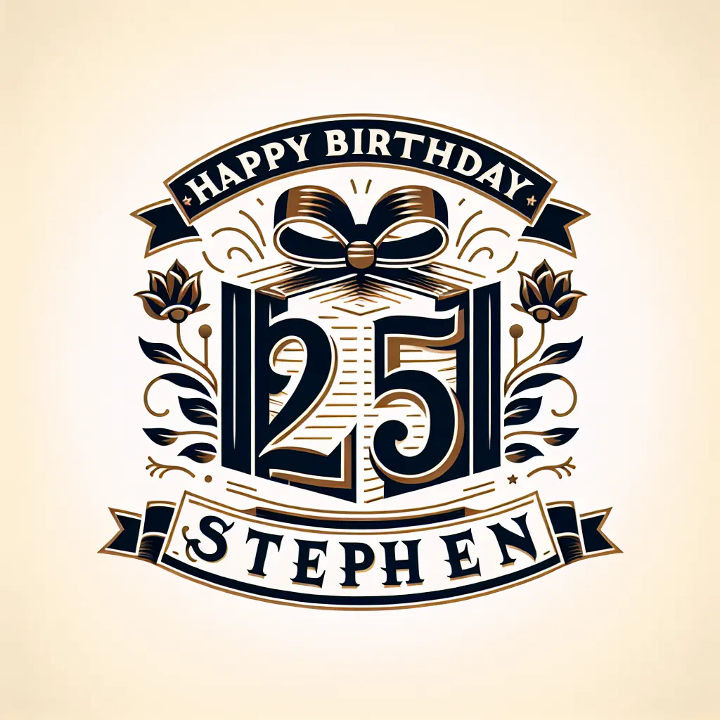 Happy 25th Birthday Stephen with Gift Elegant Classic Style