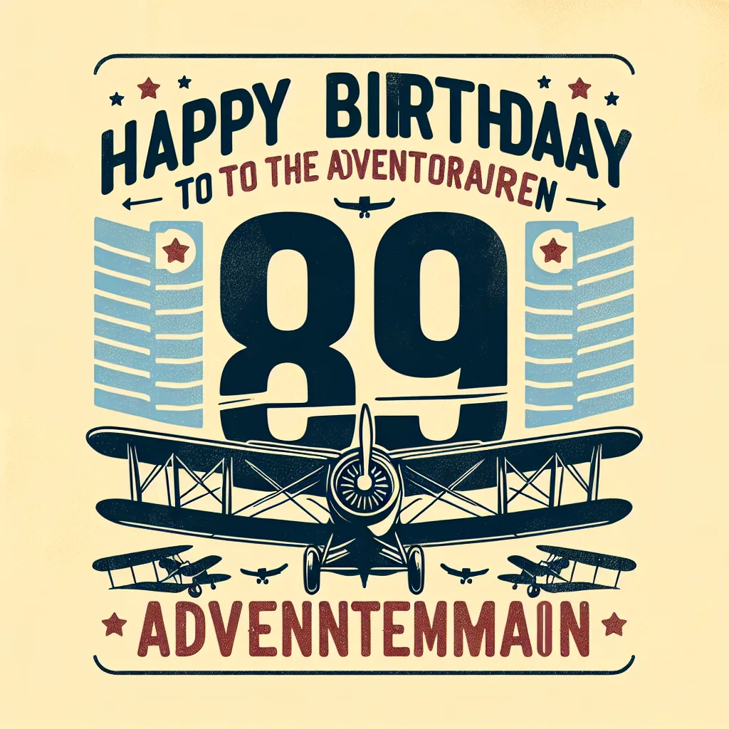 Happy 89th Birthday Steven with Airplanes Vintage Nostalgic Style
