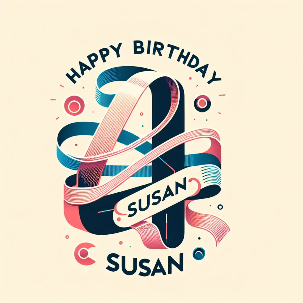 Happy 4th Birthday Susan with Ribbon Abstract Art Style