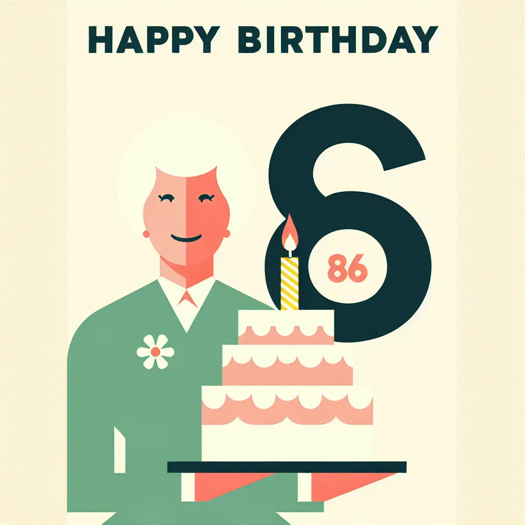 Happy 86th Birthday Susan with Cake Modern Minimalist Style